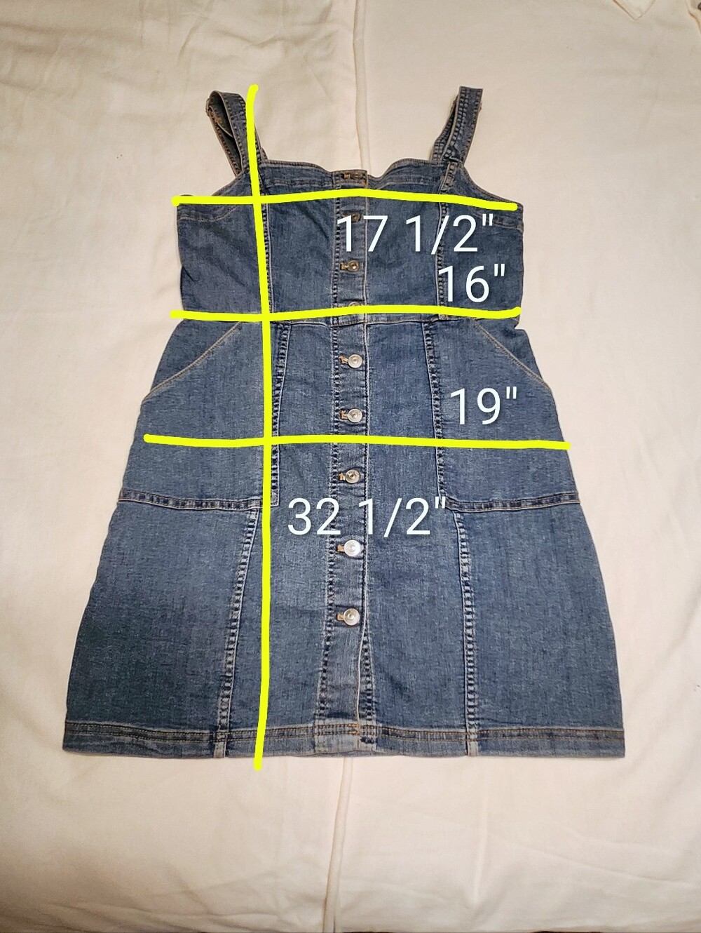 H&M Divided Denim Jumper Pinafore Dress Medium - Picture 10 of 10
